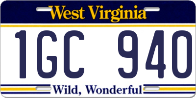 WV license plate 1GC940
