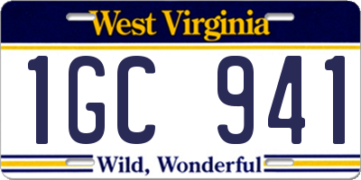 WV license plate 1GC941