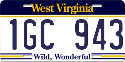 WV license plate 1GC943