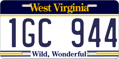 WV license plate 1GC944