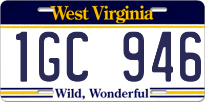 WV license plate 1GC946