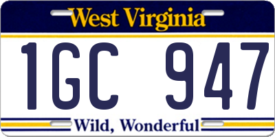 WV license plate 1GC947