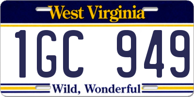 WV license plate 1GC949