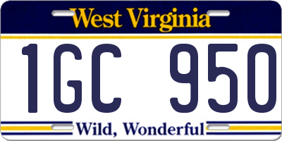 WV license plate 1GC950