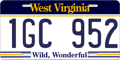 WV license plate 1GC952