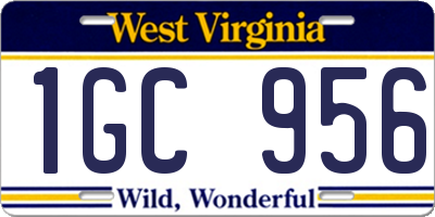WV license plate 1GC956