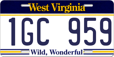 WV license plate 1GC959