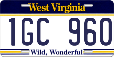 WV license plate 1GC960
