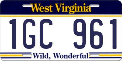 WV license plate 1GC961