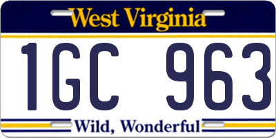 WV license plate 1GC963
