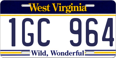WV license plate 1GC964