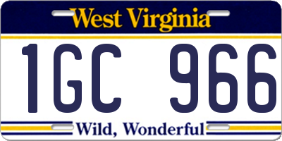 WV license plate 1GC966