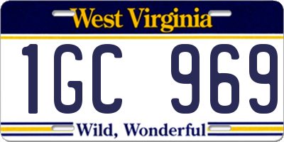WV license plate 1GC969