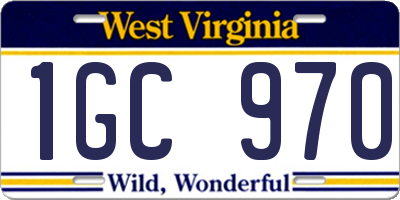WV license plate 1GC970