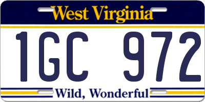 WV license plate 1GC972