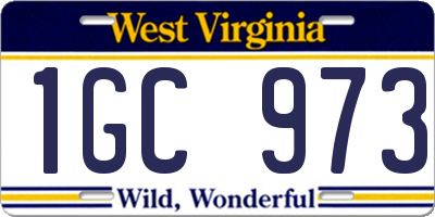 WV license plate 1GC973