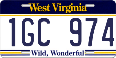 WV license plate 1GC974