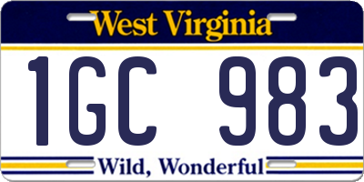WV license plate 1GC983