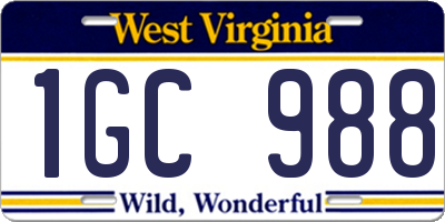 WV license plate 1GC988