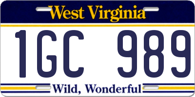 WV license plate 1GC989