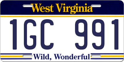 WV license plate 1GC991