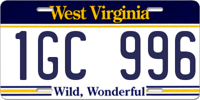 WV license plate 1GC996