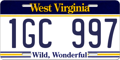 WV license plate 1GC997
