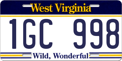 WV license plate 1GC998
