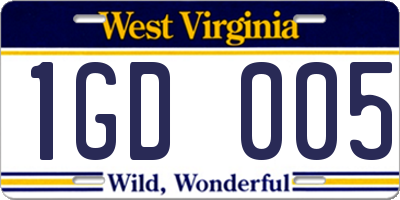 WV license plate 1GD005