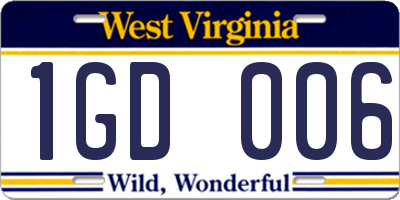 WV license plate 1GD006