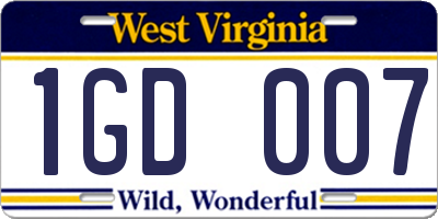 WV license plate 1GD007