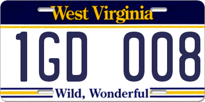 WV license plate 1GD008