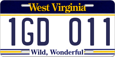 WV license plate 1GD011