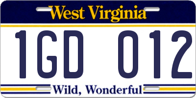 WV license plate 1GD012