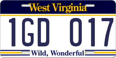 WV license plate 1GD017