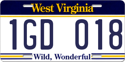 WV license plate 1GD018