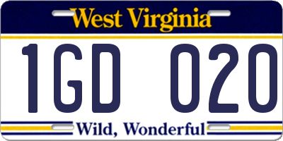 WV license plate 1GD020