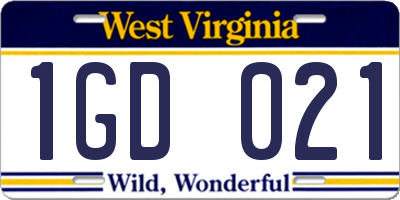 WV license plate 1GD021