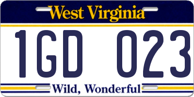 WV license plate 1GD023