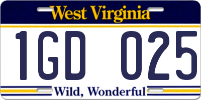 WV license plate 1GD025