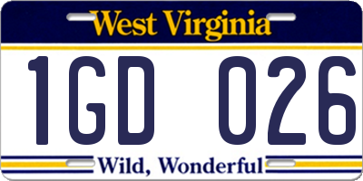 WV license plate 1GD026