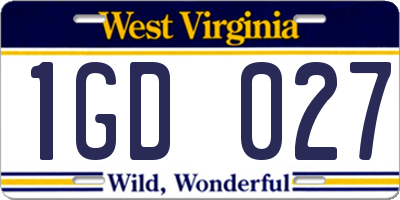 WV license plate 1GD027
