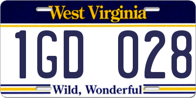 WV license plate 1GD028