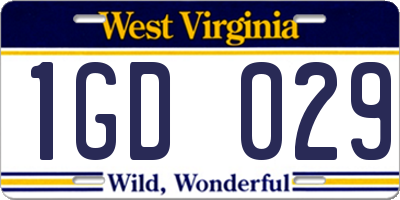 WV license plate 1GD029