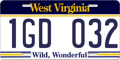 WV license plate 1GD032