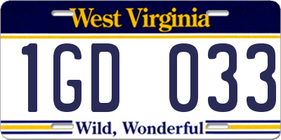 WV license plate 1GD033