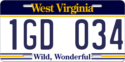 WV license plate 1GD034