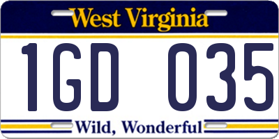 WV license plate 1GD035