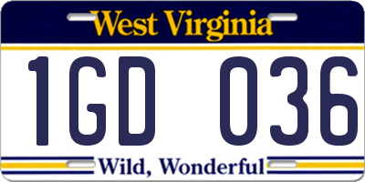 WV license plate 1GD036