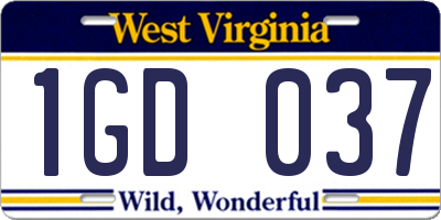 WV license plate 1GD037